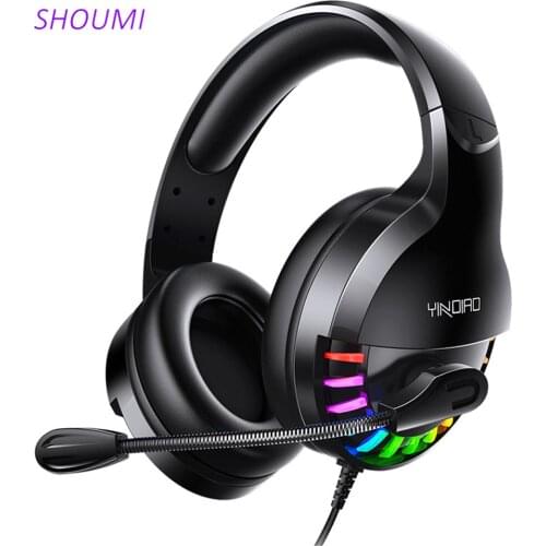 Shoumi Game Headphones 7.1 Surround USB 3.5 Wired RGB Listening Position Gaming Headset with 360 Mic for Xbox One PS4 Tablet PC