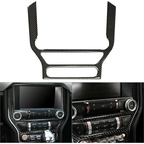 Car Interior Multi-Media Console Cover Moulding Trim For Ford Mustang 2015 2016 2017 2018 2019 Carbon Fiber Styling