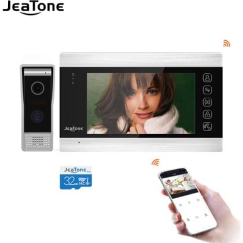 Jeatone 7inch Monitor Video Intercom Home Security System Video Doorbell Door Phone Camera, Multi-language, Tuya Remote Control