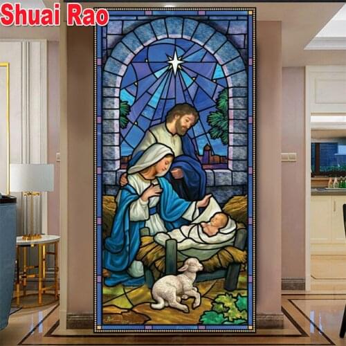 Diy Diamond Painting Nativity Day Diamond Embroidery Religious Picture Of Rhinestones Christmas Church Banner Decor