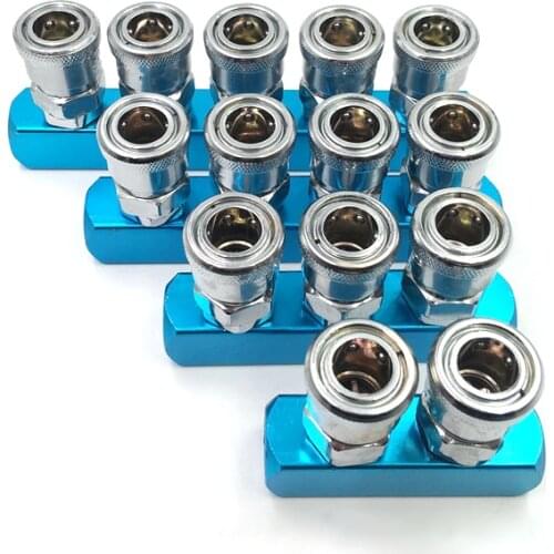 Compressor Fittings 1/4 Quick Connector Air Gas Distributor Pneumatic Fitting C Type Coupler Manifold Multi Splitter Pump Tool