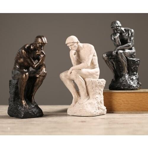Creative Portrait Sculpture Resin Thinker Figures Bar Restaurant Store Home Decoration Living Room Human Body Statues