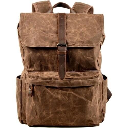 M326 New Luxury Vintage Canvas Backpacks for Men Oil Wax Canvas Leather Travel Backpack Large Waterproof Daypacks Retro Bagpack