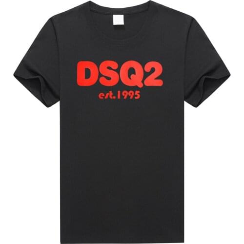 Dsq brand summer style 100% cotton men black T-shirt casual O-Neck T-shirt short sleeve tees white letter T-shirt for men dt2189