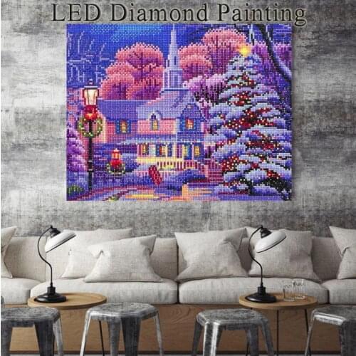 DIY Full Drill LED Diamond Painting Fantasy Castle Cross Stitch Light Box DIY Diamond Embroidery Sale Framed Wall Art 30*40cm