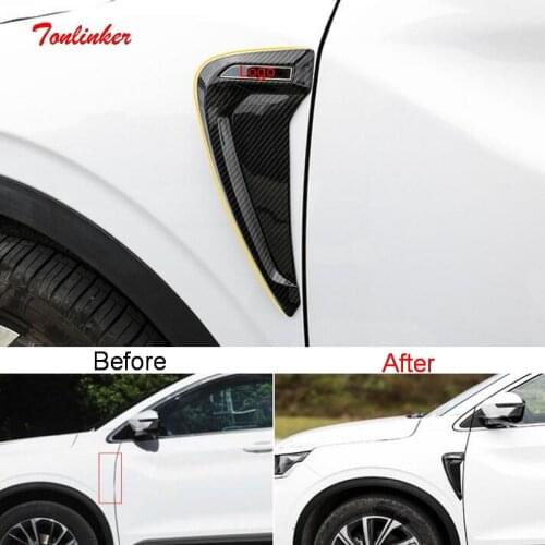 Tonlinker Interior Car Door Edge Beside Cover sticker For Geely SX11 Coolray 2018-20 Car styling 2 Pcs ABS Style Cover Sticker