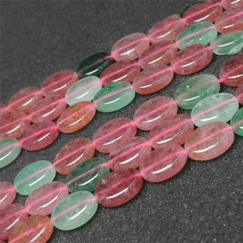 Natural Oval red green Strawberry Quartz beads For DIY Necklace Bracelets Earring Jewelry Making