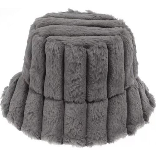 New Korean Fisherman Hat Winter Warm Faux Fur White Black Bucket Hats For Women Men Panama Fishing Caps Bob Chapeau New Fashion