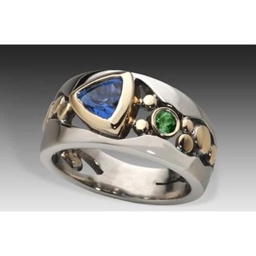 Wholesale Ethnic Style Creative Hollow Out Pattern Inlaid Green Zircon Ring, Fashion Personality Gift, Woman Charm Jewelry