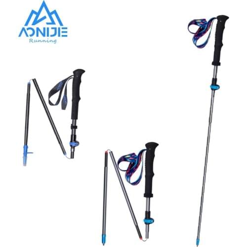 Aonijie E4087 E4205 Carbon Fiber and Aluminium Alloy Walking Sticks Camping Hiking Ultralight Folding Quick Lock Trekking Pole