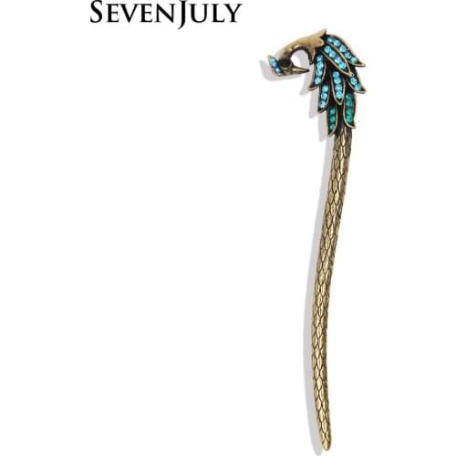 Crystal Rhinestone Peacock Hair Stick Antique Style Animal Bird Hair Jewelry Accessory Women Headwear