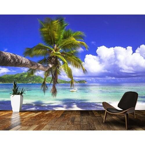 Papel de parede Beautiful view on tropical beach natural landscape 3d wallpaper mural,living room bedroom wall papers home decor