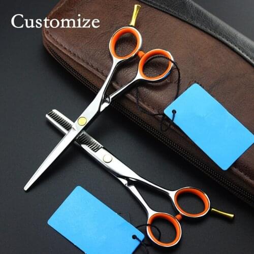 Customize professional 5 inch japan 440c cut hair scissors set cutting barber tools makas thinning shears hairdressing scissors