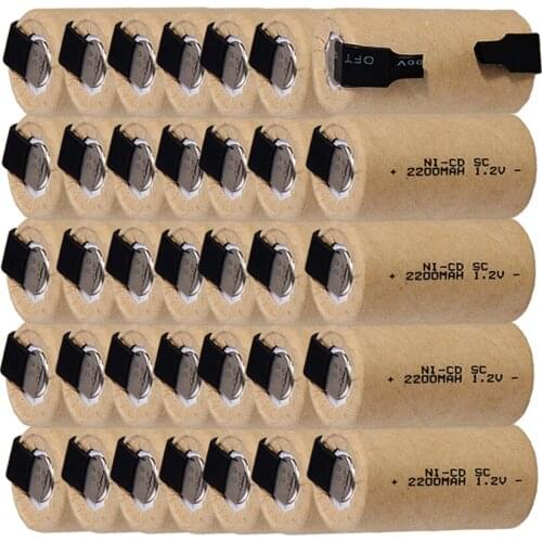 Real capacity ! 35 pieces SC battery 1.2V NICD 2200mah batteries for electric drills power tools COLOR RANDOM
