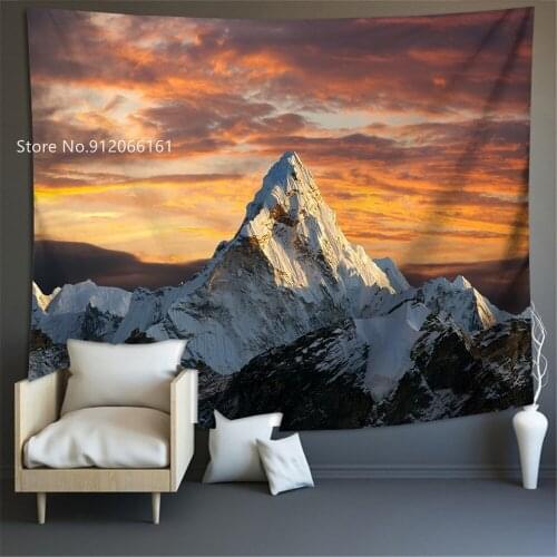 Beautiful Mountain Tapestry Landscape Wall Hanging Multifunctional Blanket Beach Towel Dust Cover Tapestry For Living Room