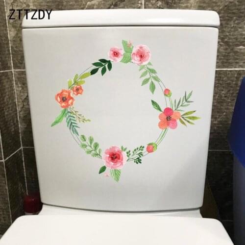 ZTTZDY 21.3*18.4CM Fresh Garland Bathroom Toilet Seat Stickers Home Rooms Wall Decor Decals T2-0267