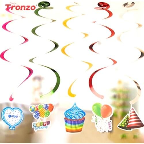 Tronzo 6PCS/SET Paper Hanging Garlands Birthday Party Decorations Kids Home Drop Ornament Baby Shower Supplies For Festive Event