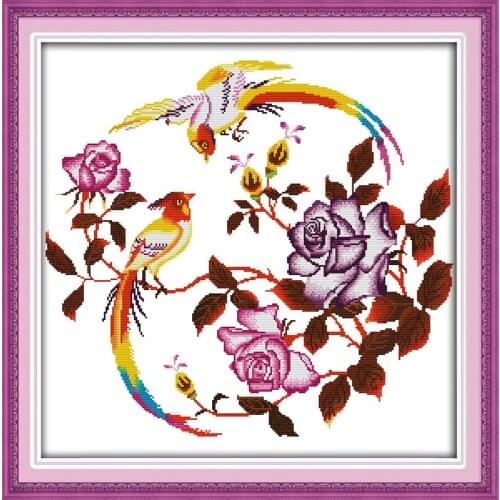 The wreath bird cross stitch kit 14ct 11ct pre stamped canvas embroidery DIY handmade needlework