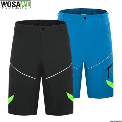 WOSAWE Mens Outdoor Sports Cycling Shorts MTB Downhill Trousers Mountain Bike Bicycle Shorts Zipper Pockets Loose Fit Shorts