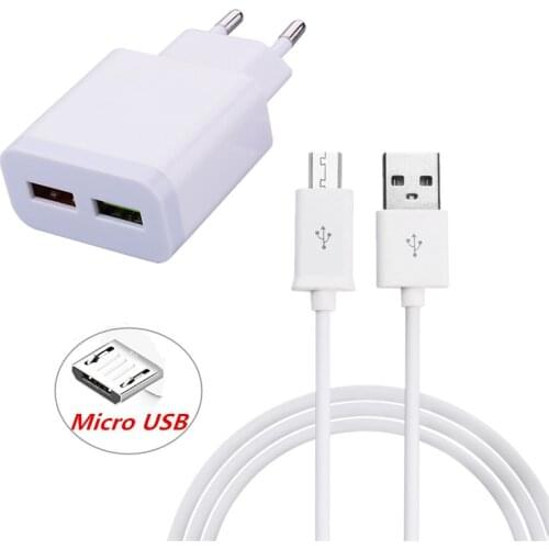 EU Charger Micro USB Cable For Xiaomi Remi 4a 5a 6a 7a 4x Note 5 6 Pro For Lenovo A2010 A6000 S850 S60 K5 Note For Honor 8x 7a