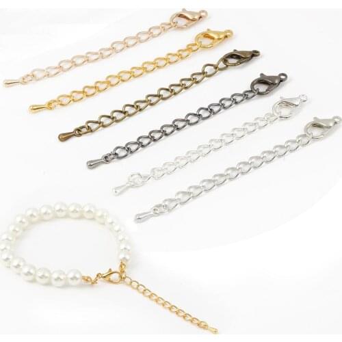 10pcs 5.5cm Extended Extension Tail Chain Lobster Clasps Connector For DIY Jewelry Making Findings Bracelet Necklace Base Tray