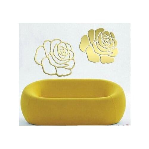 Free shipping 40x40cm rose flower acrylic wall mirror decal sticker ,2.0mm thickness,2pc per set