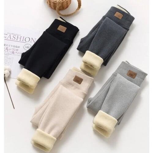 3-12Y Girls Leggings Winter Outer Wear Trousers Childrens Lamb Wool Clothes Big Girls Kids One Velvet Thick Warm slim Pants