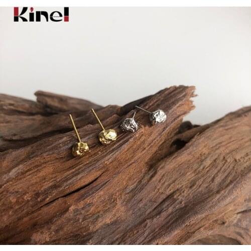 Kinel Irregular Small Stud Earrings Simple Fashion Jewelry Real 925 Sterling Silver Earrings for Women Girl Party Gifts