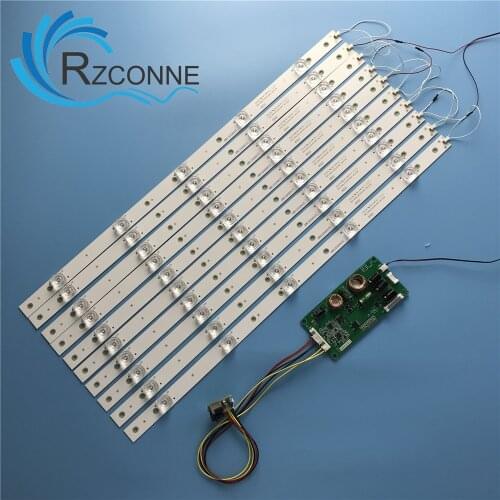 10pcs 520mm LED Backlight 5 Lamps strip kit Board w/ Optical Lens Fliter for 49 50 52 inch LCD LED TV 12V input update CCFL