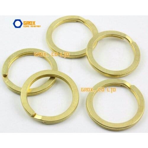 10 Pieces 28mm Solid Brass Split Key Ring - Flat
