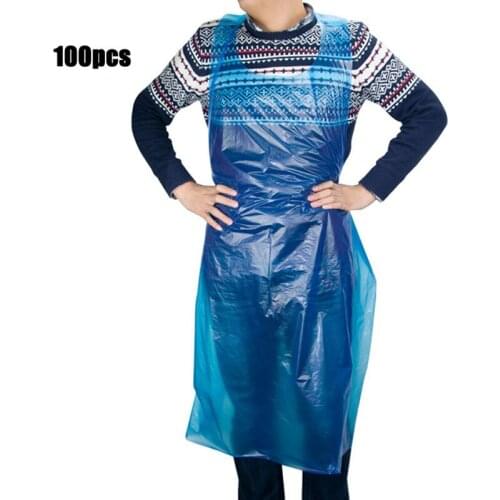 100PCS/Set Disposable Poly Aprons Transparent Cleaner Oil-proof Sanitary Apron For Household Daily Kitchen Supplies 39*24 inch