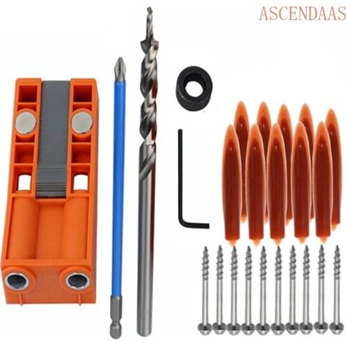 2-In-1 Woodworking Drilling Hole ABS Plastic Clined Locator Oblique Hole Jig Kit Twist Drill Step Drill Set Hole CS-002