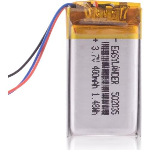 3 lines 502035 3.7V 400mAh Rechargeable li-Polymer Battery For Mini 0801 Ambarella A2S60 bluetooth headset GPS MP3 Wrist Watch