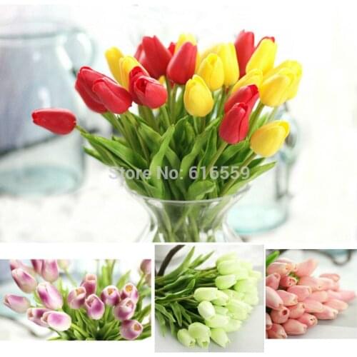 3pcs/lot Tulip Artificial Flower PU Mini Artificial Bouquet Real Touch Flowers For Home Decoration Wedding Decorative Flowers