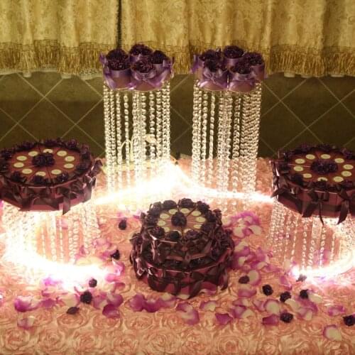 4pcs Clear Circle Round Cake Stand Wedding Birthday Display CupCake Rack Christmas Party Supply Happyshopping D25,30,H45,25