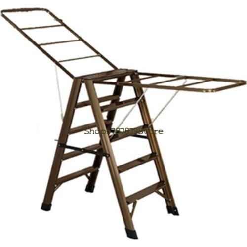 Aluminum Alloy Household Folding Thickened Multifunctional Double Purpose Herringbone Ladder Stairs Portable Airfoil Clothes Rac