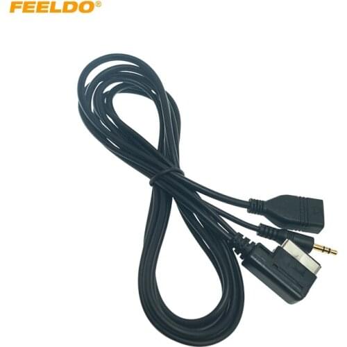 FEELDO Car Audio Music 3.5mm AUX Cable TO MMI Interface USB+Charger For Mercedes-Benz USB Wire Adapter #HQ4821