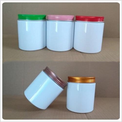 Wholesale 200g 250g Plastic Jar Cosmetic Cream Jar Plastic Pot Aluminum Lid White PET Container Empty Food Packing Cans