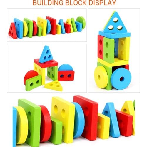 Wooden Geometric Shapes Sorting Math Montessori Puzzle Preschool Learning Educational Game Baby Toddler Toys for Children