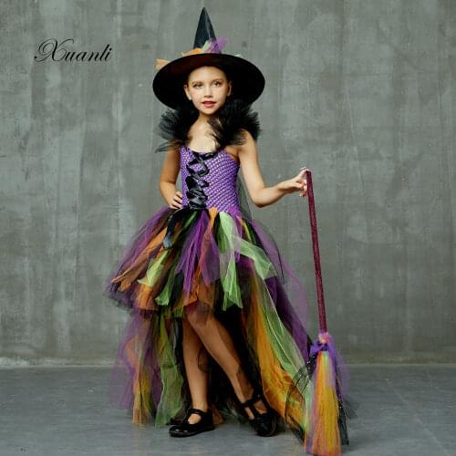 Children Christmas Dresses Vestido Girls Tutu Dress Halloween Witch Girl Dresses Kids Carnival Cosplay Party Dress Ball Gown