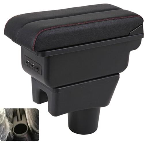 For Mitsubishi Mirage Space Star 2014 - 2018 Storage Box Armrest Arm Rest Dual Layer Black Leather