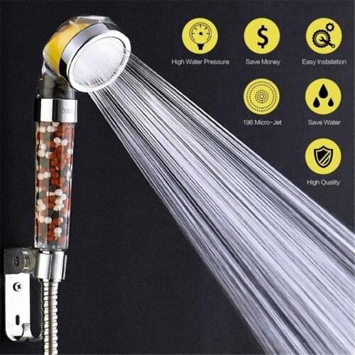 Bathroom 3-Function SPA Shower Head High Pressure Saving Water Head with Vitamin C Fluoride Chlorine Anion Filter Shower