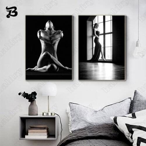 Erogenous Woman Figure Painting Nude Sexy Girls Wall Art Canvas Painting Nordic Poster Print Wall Pictures Black Vintage Decor