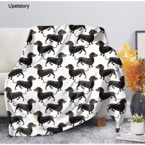 Upetstory Dachshund Dog Printed Animal Flannel Fleece Sherpa Throw Blankets Soft Warmth Bed/Sofa Cover for Adults Kids