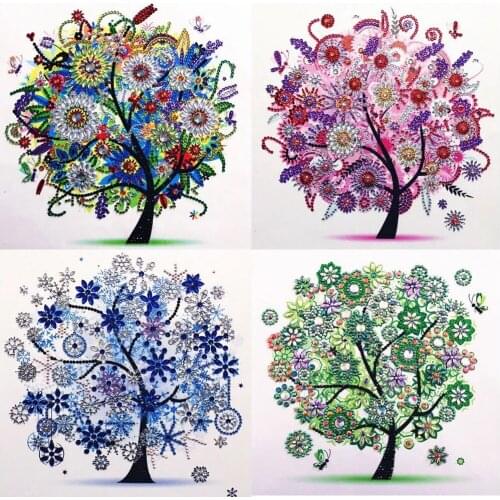 Four Seasons Tree 5D Shaped Diamond Painting Embroidery Rhinestone Crystal DIY Home Decoration Painting Wall Decoration