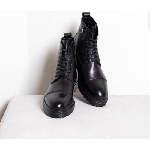 IBAY MAXIMO الرجال جلد طبيعي أسود عارضة الأحذية