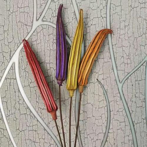 Artificial Dried Fresh preserved gombo Okra flowers,flores artificiais for wedding home decoration accessories DIY Material