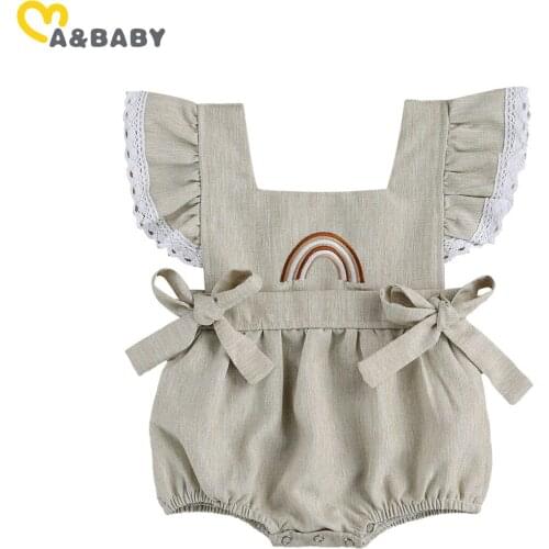 Ma&Baby 0-24M Summer Newborn Infant Baby Girl Rompers Ruffles Rainbow Jumpsuit Cute Baby Overalls Clothing