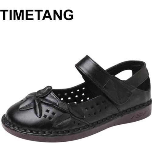 TIMETANGoversized sneakers for women, casual, comfortable, soft leather, with flower hook, flat shoes, slip-resistant sneakers