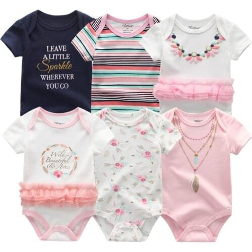 Newborn Summer Floral girls Clothes 2019 New Fashion Cotton Lace Baby Bodysuit Short Sleeve body Baby Unisex boy jumpsuit